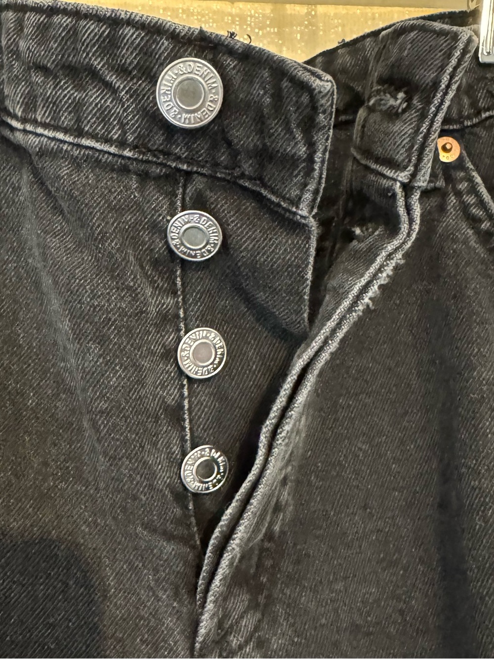 & Denim Black Button Fly Jeans - Picture 2 of 8